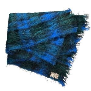 Vintage Andrew Stewart mohair wool scarf wrap black watch plaid made in Scotland